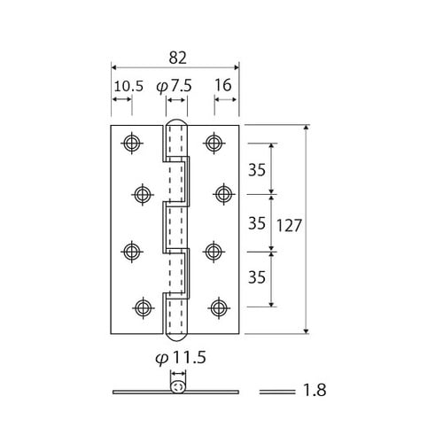 ステン厚口丁番 アンバー 縦127mm×