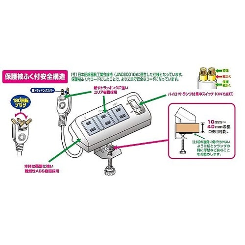 AC125V/15Ax2m タップ(3口