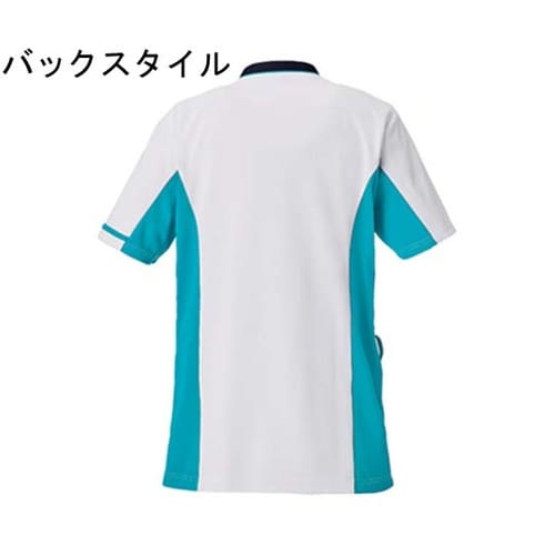 スクラブジャケット半袖男女兼 ホワイト×