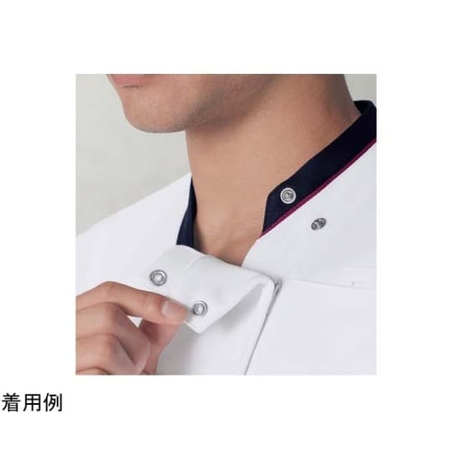 スクラブジャケット半袖男女兼 ホワイト×