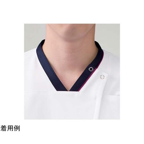 スクラブジャケット半袖男女兼 ホワイト×