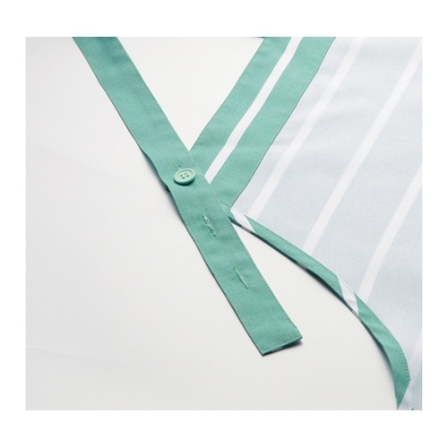 ボーダー胸当てエプロン ミントグリーン