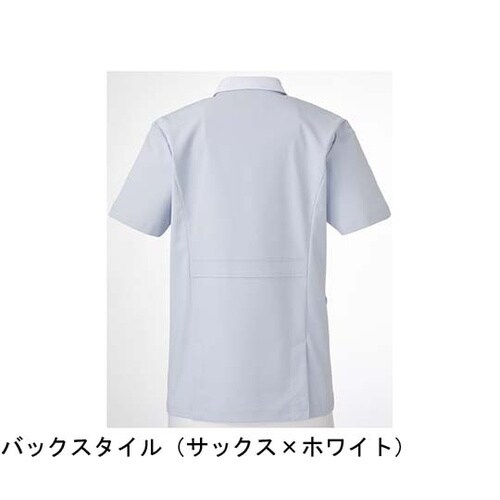 メンズジャケット半袖 サックス×ホワイト