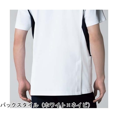 メンズジャケット半袖 ホワイト×ブルー