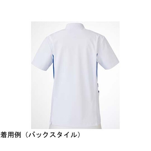 メンズジャケット半袖 ホワイト×ブルー