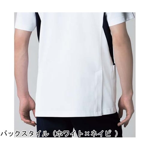 メンズスクラブ ホワイト×ネイビー 5L