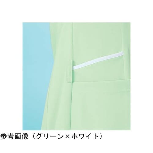 レディスジャケット半袖 グリーン×ホワイ