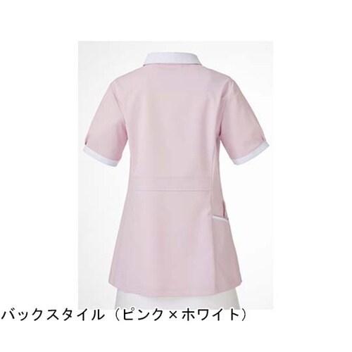 レディスジャケット半袖 ピンク×ホワイト