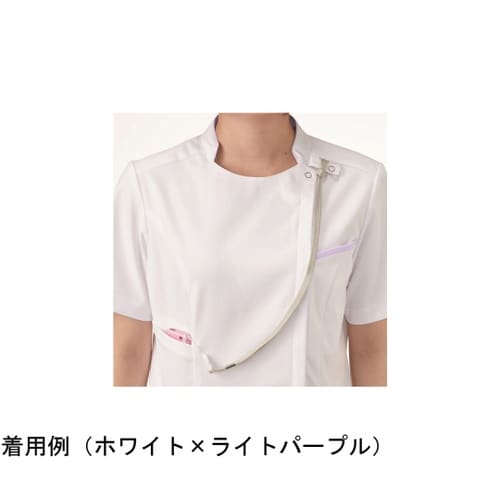 レディスジャケット半袖 ホワイト×ネイビ