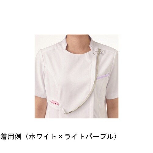 レディスジャケット半袖 ホワイト×プラム