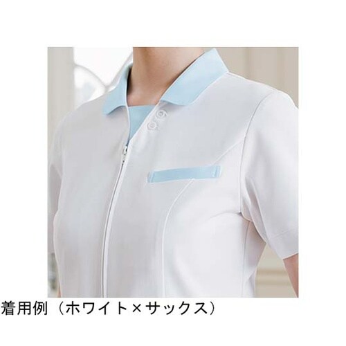 レディスジャケット半袖 ホワイト×ミント