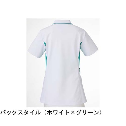 レディススクラブ ホワイト×グリーン 4