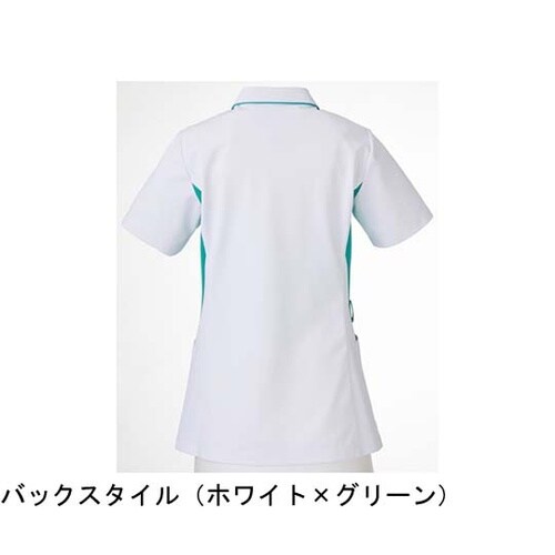 レディススクラブ ホワイト×グリーン S