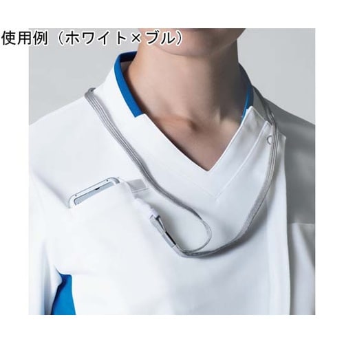 レディススクラブ ホワイト×ネイビー 3