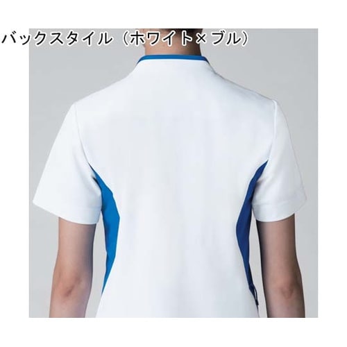 レディススクラブ ホワイト×ネイビー M