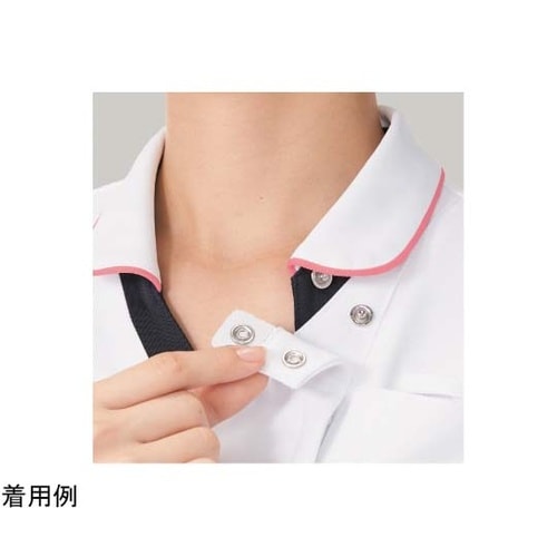 レディススクラブ半袖衿付 ホワイト×ネイ