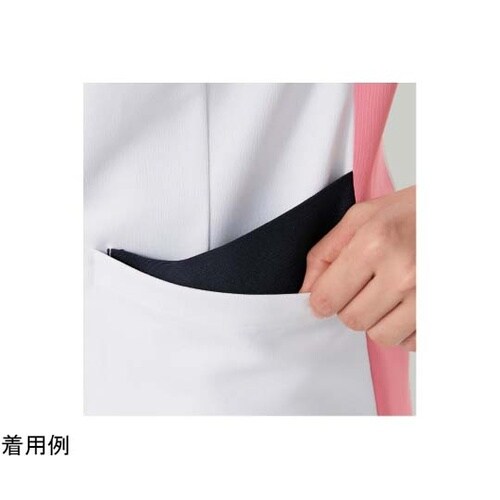 レディススクラブ半袖衿付 ホワイト×ネイ