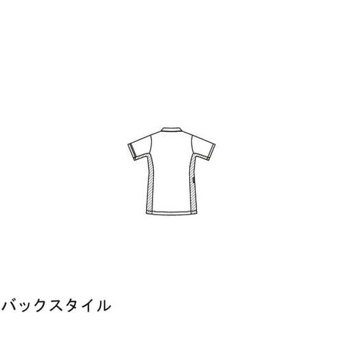 レディススクラブ半袖衿付 ホワイト×ネイ