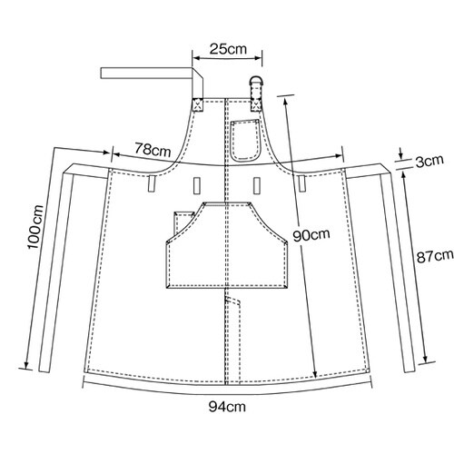 胸当てエプロン インディゴブルー フリー