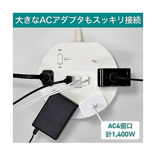 耐雷丸形 4P 2m USBタップ WL