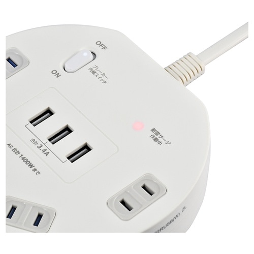 耐雷丸形 4P 2m USBタップ WL