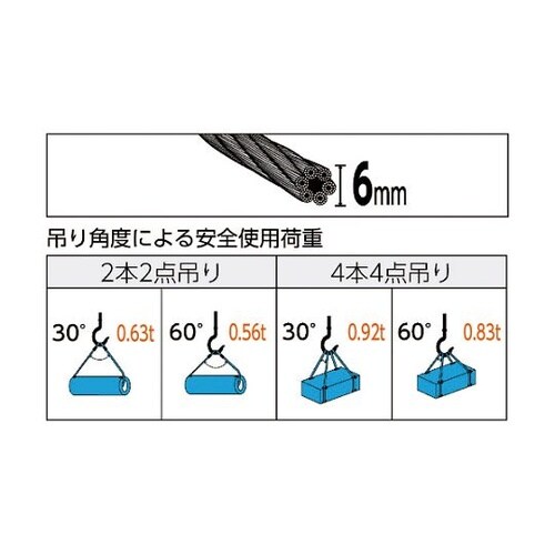 TWD6S2.5玉掛けワイヤロープ段落し