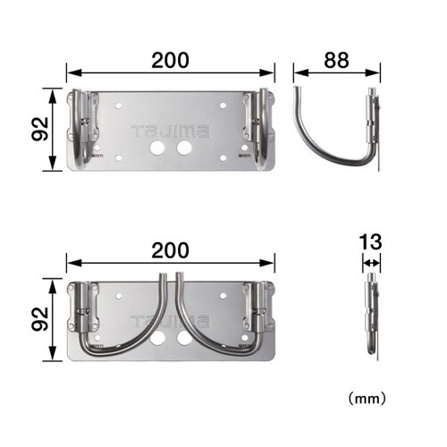 工具ボックス台車Jフック折りたたみダブル