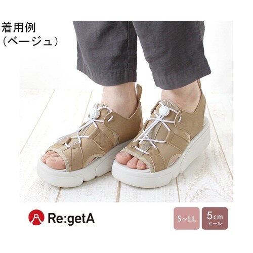 リゲッタ 軽量厚底サンダル ベージュ S