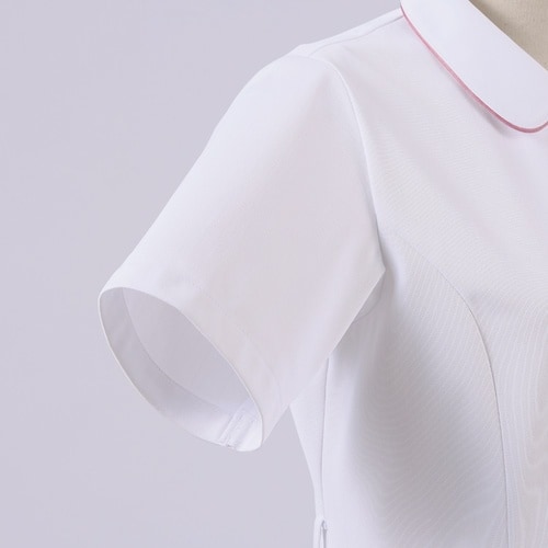 ナースジャケット 半袖(白/Mサックス)