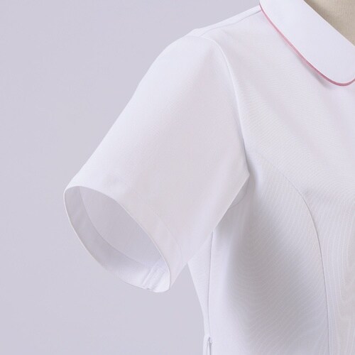 ナースジャケット 半袖(白/Mサックス)