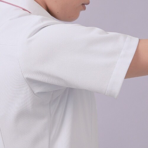 ナースジャケット 半袖(白/Mネイビー)