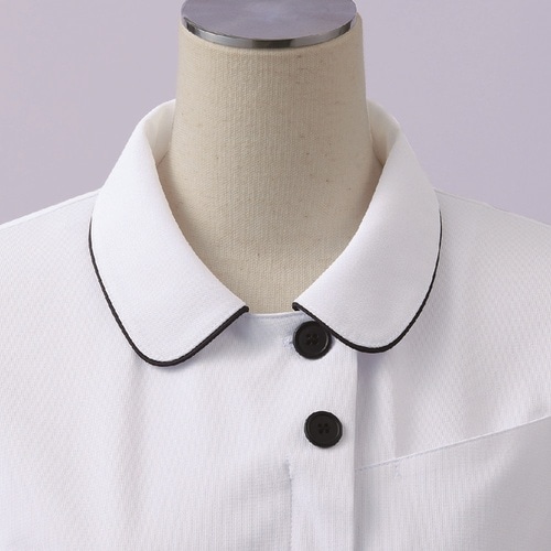 ナースジャケット 半袖(白/Mバーガンデ