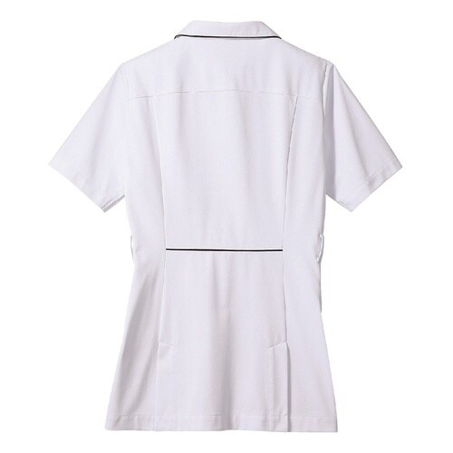 ナースジャケット 半袖(白/Mバーガンデ