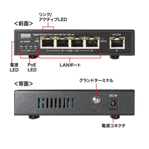 ギガビット対応PoEスイッチングハブ(5
