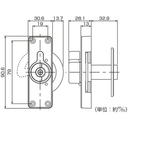 G245 シリンダー鎌錠大 ブラック