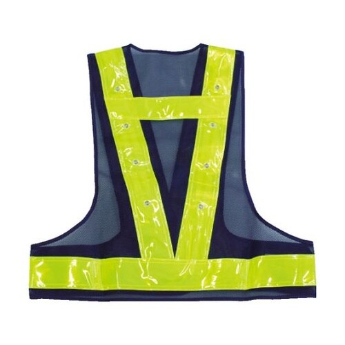 赤青交互点滅LED付安全ベスト ネイビー