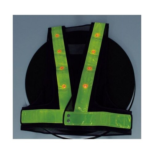 赤青交互点滅LED付安全ベスト ネイビー