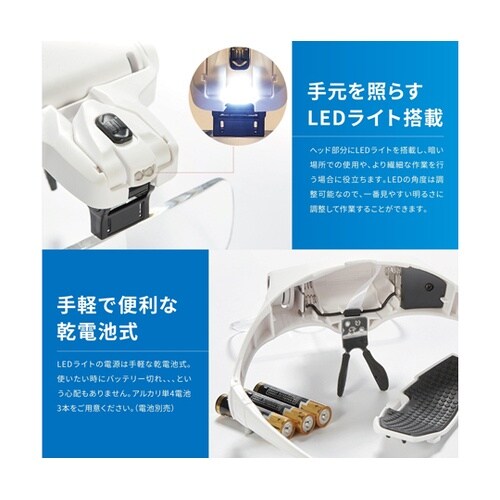 ヘッドルーペ 5種レンズ付属 乾電池タイ