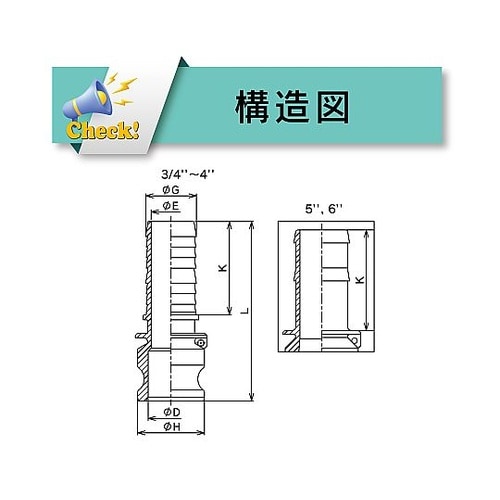 カムロック アダプター ホースシャンク