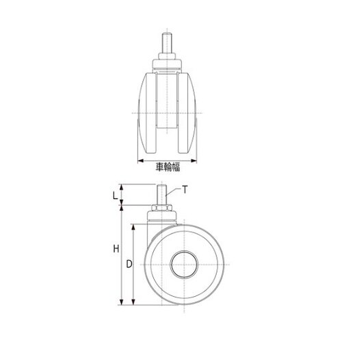 TDGG75M10ねじ込み双輪キャスター