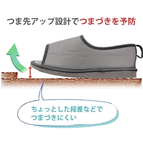 転倒予防シューズ つま先なし グレー 3