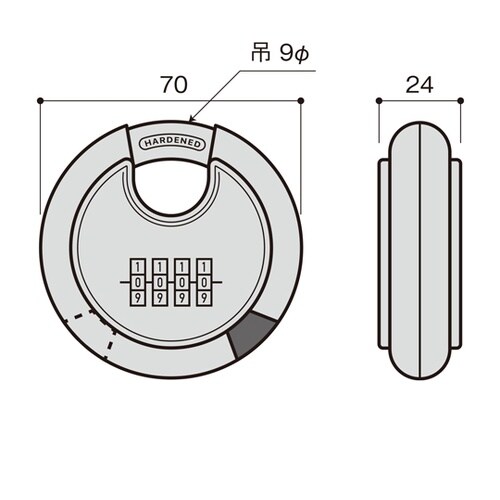 IB−152 円盤錠 ダイヤル式シルバー