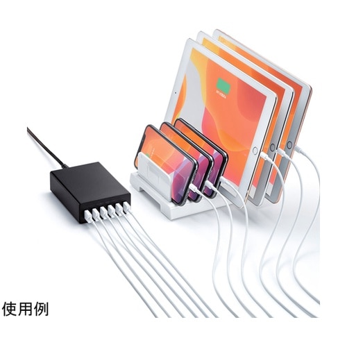 USB充電器(6ポート・合計12A・ブラ