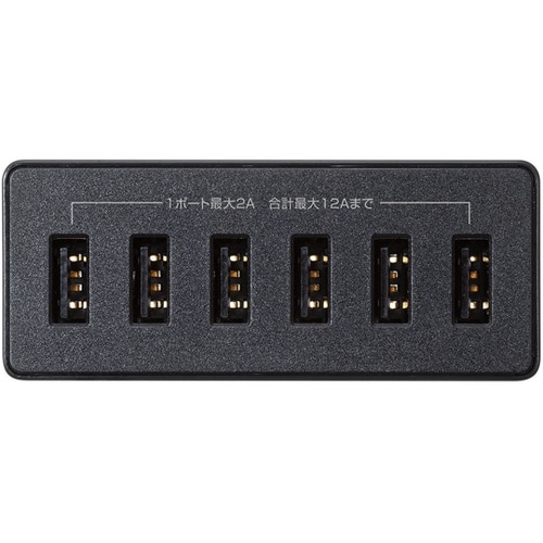 USB充電器(6ポート・合計12A・ブラ