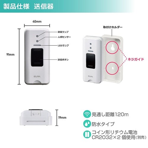 ワイヤレスチャイム押しボタンセット EW