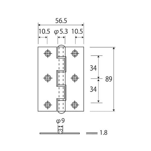 ステン厚口丁番 アンバー 縦89mm×横