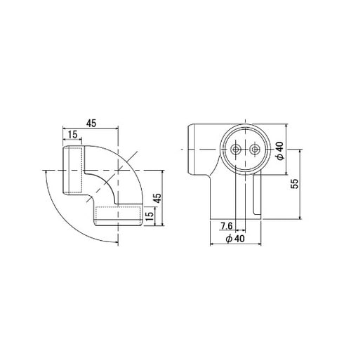 ぬくもり手すりNLT L型エルボ シルバ