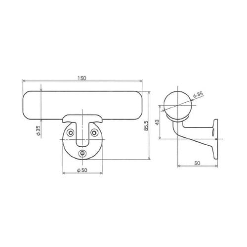 天然木 ミニ手すり ミディアムオーク 3