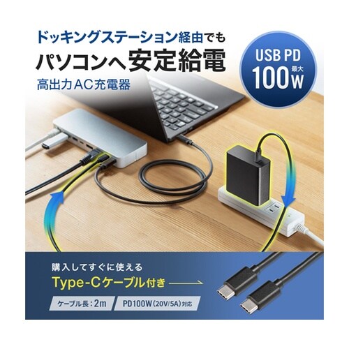 USB PD対応AC充電器(PD100W