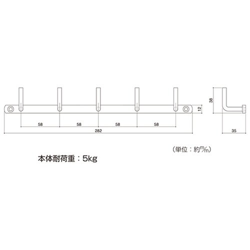 58647 5連ラインフック ゴールド